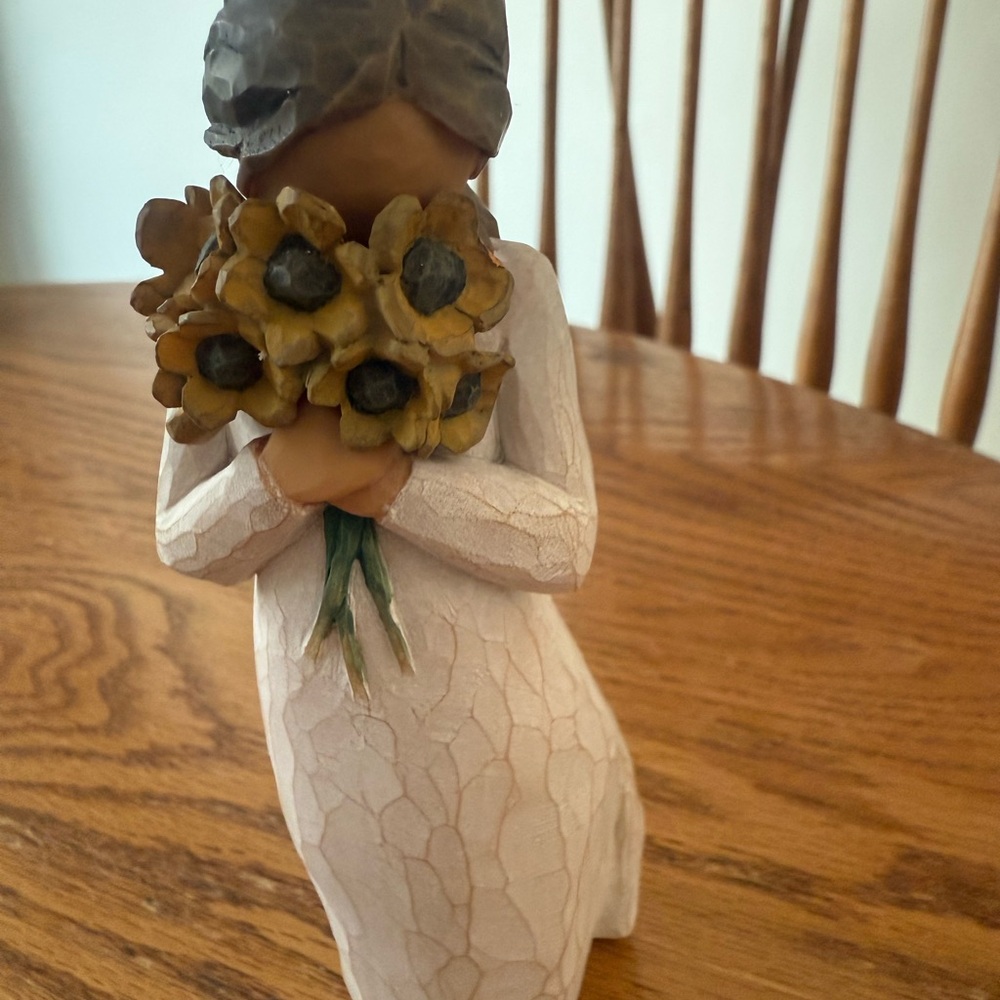Demdaco Figurine with Sunflowers and Cream Dress